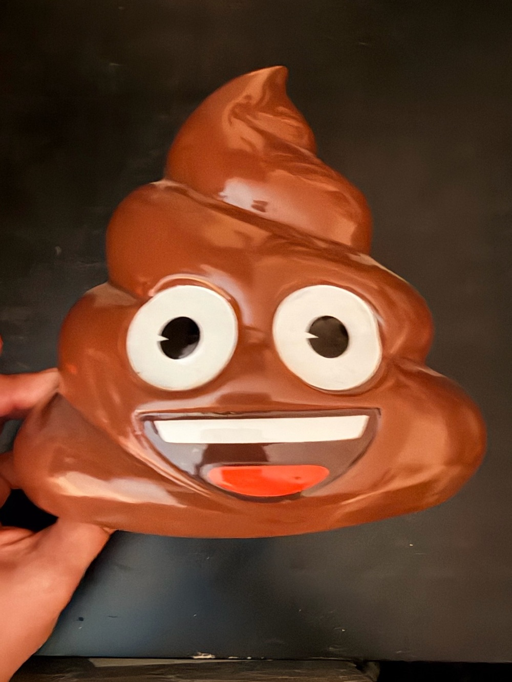 Ceramic smiling brown poop emoji piggy bank